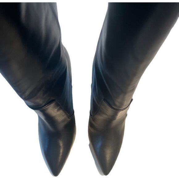 Stuart Weitzman Parton NWOB Tall Leather Calfskin Boot Size 5 Black - Picture 3 of 13